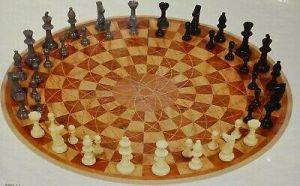 ציוד שחמט לוחות וכלים שחמט עגול לשלושה שחקנים